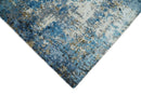 Hand Knotted 8x10 Blue and Ivory Modern Abstract Bamboo Silk Area Rug