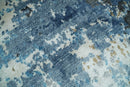 Hand Knotted 8x10 Blue and Ivory Modern Abstract Bamboo Silk Area Rug