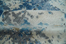 Hand Knotted 8x10 Blue and Ivory Modern Abstract Bamboo Silk Area Rug