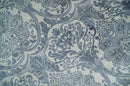 Hand Loom 8x10 Damask Ivory and gray Blended Wool and Bamboo Silk Area Rug