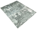 Handmade 8x10 Ivory, gray and Charcoal Blended Wool and Bamboo Silk Area Rug