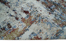 Hand Knotted 8x10 Ivory And Brown  Modern Abstract bamboo Silk Area Rug