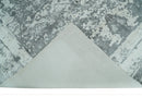 Hand Loom 8x10 Abstract Ivory and Gray Blended Wool and Bamboo Silk Area Rug