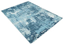 Hand Loom Modern Abstract Blue Wool and Bamboo Silk Area Rug