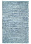 Handmade Boho Ivory and Blue Wool Blend Dhurrie Rug
