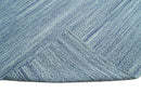 Handmade Boho Ivory and Blue Wool Blend Dhurrie Rug