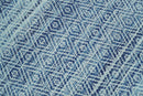 Handmade Boho Ivory and Blue Wool Blend Dhurrie Rug