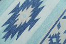 Handmade Modern Style Blue Wool Blend Dhurrie Rug