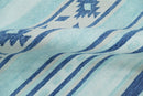 Handmade Modern Style Blue Wool Blend Dhurrie Rug