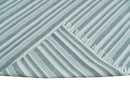 Handmade 5x8 Modern Stripes Pattern Blue And White Wool Rug