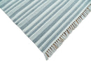 Handmade 5x8 Modern Stripes Pattern Blue And White Wool Rug