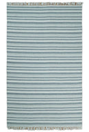 Handmade 5x8 Modern Stripes Pattern Blue And White Wool Rug