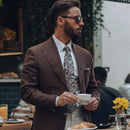 Novara - Printed Silk Tie - Brown