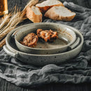 Handmade ceramic sushi plate set in speckled gray for dining room