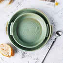 Handmade ceramic sushi plate set in speckled gray for dining room