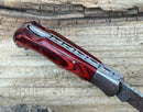 Handmade Damascus Pocket Knife - 6.5'' Back Lock Folding Knife Red Stained Wood Handle - Camping Knife