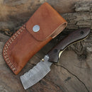 Handmade Damascus Pocket Knife - Folding Bull Cutter Knife - Wood Handle WH 5033