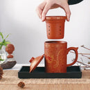 Handmade dragon purple clay tea mug set gray & orange dining room