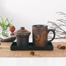 Handmade dragon purple clay tea mug set gray & orange dining room