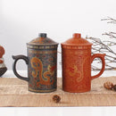 Handmade dragon purple clay tea mug set gray & orange dining room