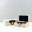 Handmade floral cream & brown leather jewelry box bedroom organizer