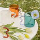 Handmade glass mug lavender & green kitchen coffee cup