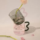 Handmade glass mug lavender & green kitchen coffee cup