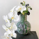 Handmade glass vase emerald & silver swirling decor – living room