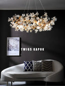 Handmade gold glass crystal led branches chandelier dining room light
