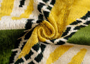 Handmade Gold Green Geometric Design Throw Pillow - 16x24 inch, Vegetable Dyed with Premium Down Feather Insert