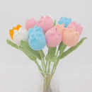 Handmade knitted crochet tulips multi color bedroom flower decor