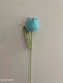 Handmade knitted crochet tulips multi color bedroom flower decor