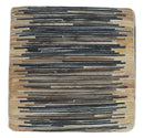 Brown and Black Square Leather Pouf Ottoman, Striped Patchwork Pouf Footstool, Side table, Seat , Foot Rest | TRD105