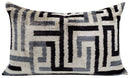 Handmade Luxury Black White Gray Decorative Pillow Cover & Premium Down Feather Insert |Made in USA| Soft Velvet Silk Throw Cushion 16x24