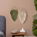 Handmade macrame leaf wall hanging olive green & off-white bedroom decor