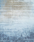 Modern Abstract Blue Hand Knotted bamboo Silk 8x10 Area Rug