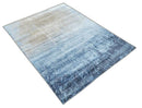 Modern Abstract Blue Hand Knotted bamboo Silk 8x10 Area Rug