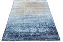 Modern Abstract Blue Hand Knotted bamboo Silk 8x10 Area Rug