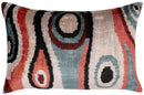 Handmade Multicolor Abstract Design Throw Pillow - 16x24 inch, Silk Velvet, Vegetable Dyed with Premium Down Feather Insert