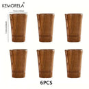 Handmade natural wooden tea cups dining room polished brown tumblers