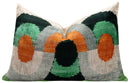Handmade Orange Black Green Abstract Design Throw Pillow - 16x24 inch, Silk Velvet, Vegetable Dyed with Premium Down Feather Insert
