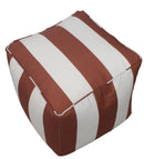 Modern Stripes Pattern Rust And White Polyester Pouf