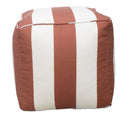 Modern Stripes Pattern Rust And White Polyester Pouf