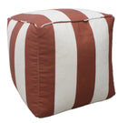 Modern Stripes Pattern Rust And White Polyester Pouf
