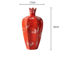 Handmade pomegranate ceramic vase set red & white living room decor