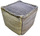 Blue and Green Jute Hand Woven Square Pouf, Footstool, Ottoman, Side table, Soft Seat, Foot Rest, Boho Decor | TRD103