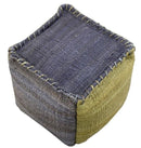 Blue and Green Jute Hand Woven Square Pouf, Footstool, Ottoman, Side table, Soft Seat, Foot Rest, Boho Decor | TRD103