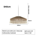 Handmade rattan pendant light with tassels for dining room