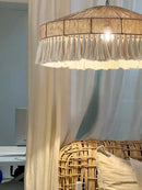 Handmade rattan pendant light with tassels for dining room