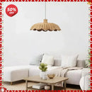 Handmade rattan pendant scalloped wicker light for dining room